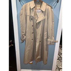 Vintage Clipper Mist Londontown Mens Trench Coat Tan Belted Overcoat 42 Reg
